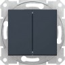 2-клавишный выключатель SCHNEIDER ELECTRIC SEDNA, с синей подсветкой, сх.5а, 10А, 250В, ГРАФИТ SDN0300370