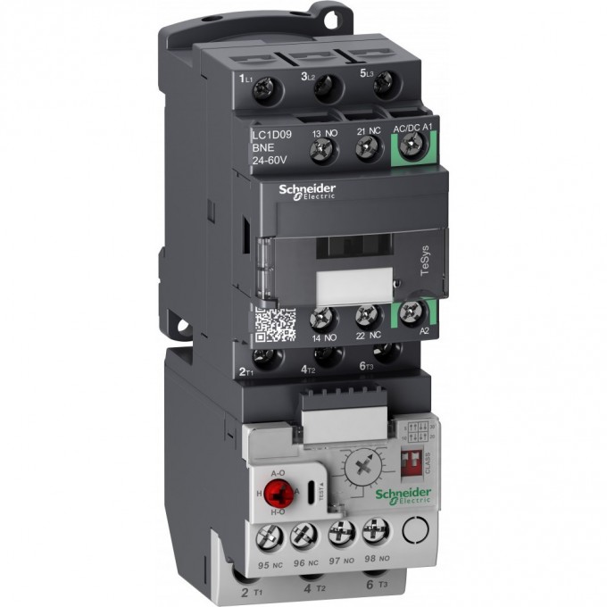 Контактор SCHNEIDER ELECTRIC TESYS D 3P,18A,НО+НЗ, с универсальной катушкой управления 24-60BAC/DC LC1D18BNE