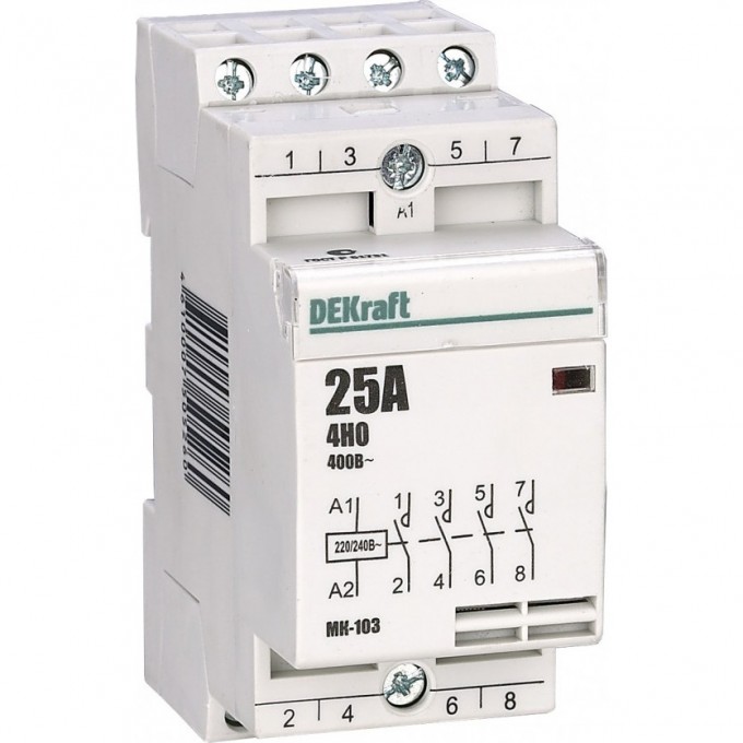 Модульный контактор DEKRAFT 4НО 20А 230В МК-103 18060DEK