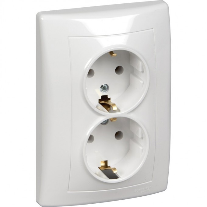 Розетка двойная SCHNEIDER ELECTRIC SEDNA, с зазем. конт., без защит. шторок, 16А, 250В, белый SDN3000621