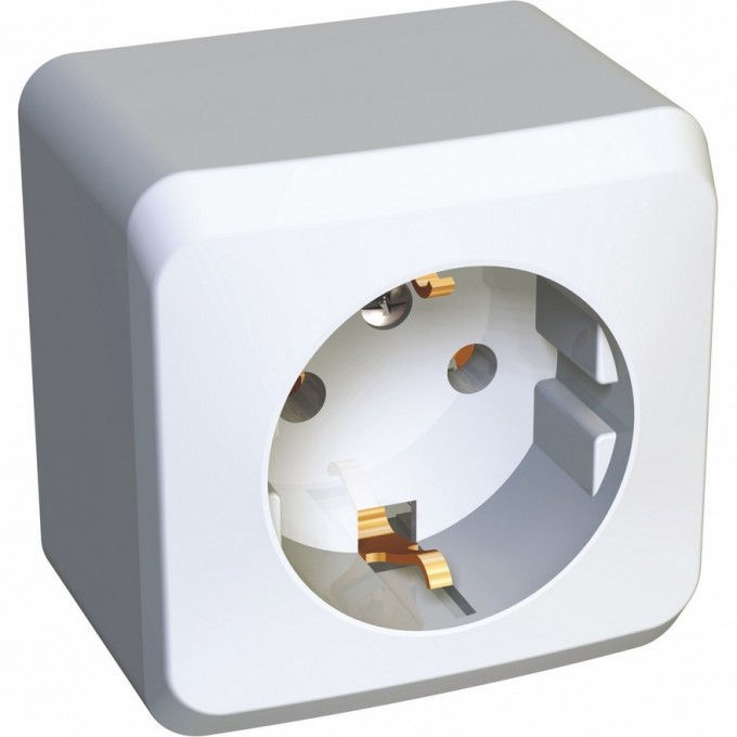 Розетка SCHNEIDER ELECTRIC ЭТЮД с заземлением без шторок 16А 250B, белый, Россия PA16-003B