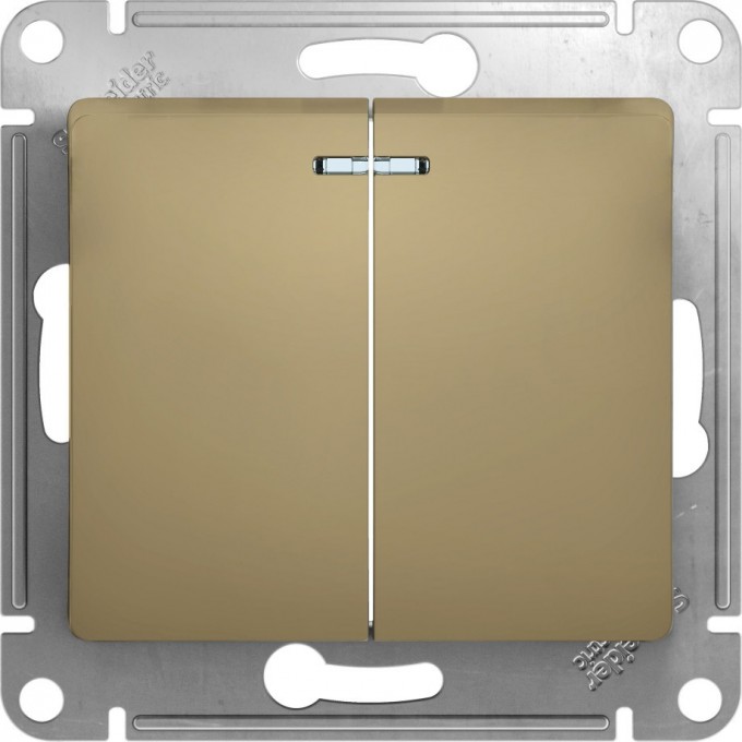 2-клавишный выключатель SCHNEIDER ELECTRIC GLOSSA с подсветкой, сх.5а, 10АХ, механизм, ТИТАН GSL000453