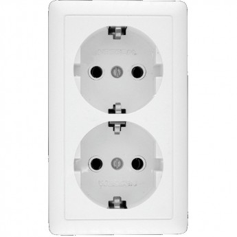 Розетка двойная SCHNEIDER ELECTRIC ХИТ О/У, с заземлением без шторок 16А, 250В, белый. Россия