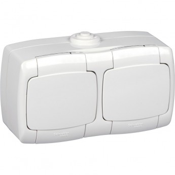 Розетка SCHNEIDER ELECTRIC РОНДО О/У IP44 двойная с заземлением со шторк., 16А, 250В, белый. Россия
