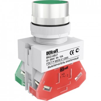 Выключатель кнопочный SCHNEIDER ELECTRIC DEKRAFT ABLF ?22 мм Цвет:ЗЕЛЕНЫЙ 220В ВK-22