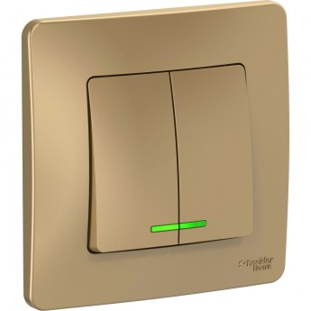 2-клавишный переключатель SCHNEIDER ELECTRIC BLANCA (cх.5), с подсветкой, 10А, 250B, ТИТАН