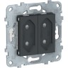 Розетка 2-модульная SCHNEIDER ELECTRIC UNICA NEW, без заземления, со шторками, винтовые зажимы, 10 А, антрацит NU503154