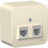 Розетка двойная компьютерная/телефонная SCHNEIDER ELECTRIC BLANCA RJ45+RJ11, кат.5E, с изолирующей пластиной, молочный BLNIA045112