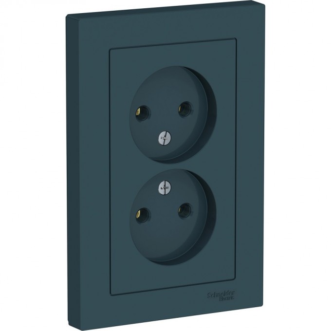 Розетка двойная SCHNEIDER ELECTRIC ATLASDESIGN без заземления, в сборе, изумруд ATN000820