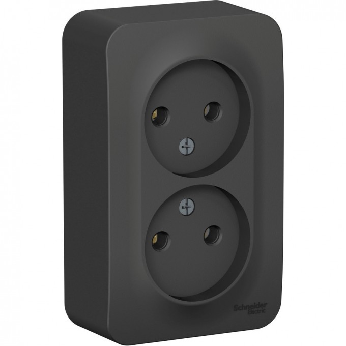 Розетка двойная SCHNEIDER ELECTRIC BLANCA без заземления, без шторок, с изолирующей пластиной, 16А, 250В, антрацит BLNRA000216