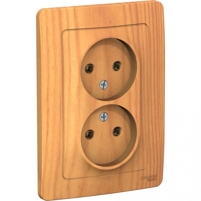 Розетка двойная SCHNEIDER ELECTRIC BLANCA с/у без заземления, без шторок, 16А, 250В, ясень BLNRS000025