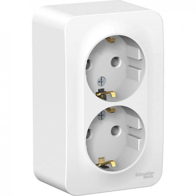 Розетка двойная SCHNEIDER ELECTRIC BLANCA с заземлением, без шторок, 16А, 250В, белый BLNRA010201