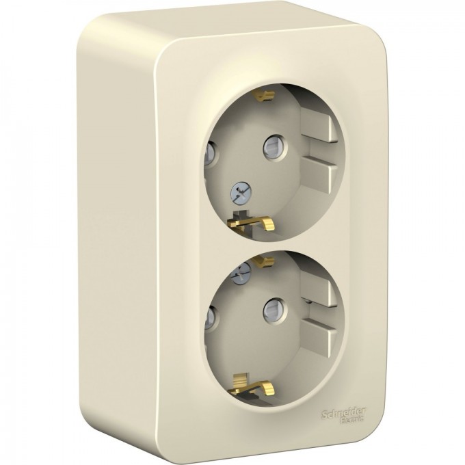 Розетка двойная SCHNEIDER ELECTRIC BLANCA с заземлением, со шторками, с изолирующей пластиной, 16А, 250В, молочный BLNRA011212