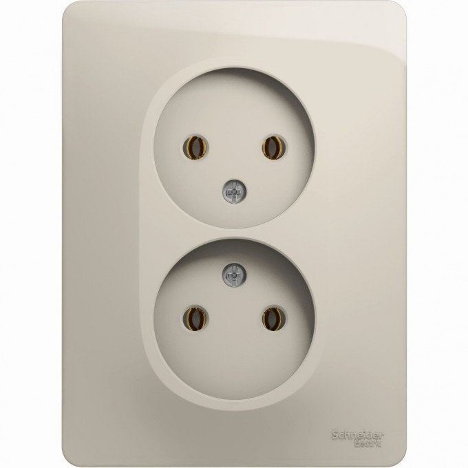 Розетка двойная SCHNEIDER ELECTRIC GLOSSA без заземления, в сборе, молочный GSL000920