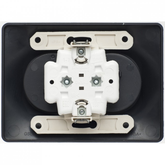 Розетка двойная SCHNEIDER ELECTRIC GLOSSA без заземления, в сборе, шоколад GSL000820