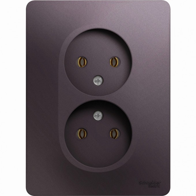 Розетка двойная SCHNEIDER ELECTRIC GLOSSA без заземления, в сборе, сиреневый туман GSL001420