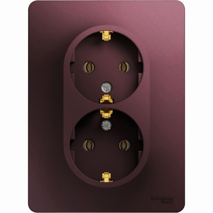 Розетка двойная SCHNEIDER ELECTRIC GLOSSA с заземлением, в сборе, баклажановый GSL001124