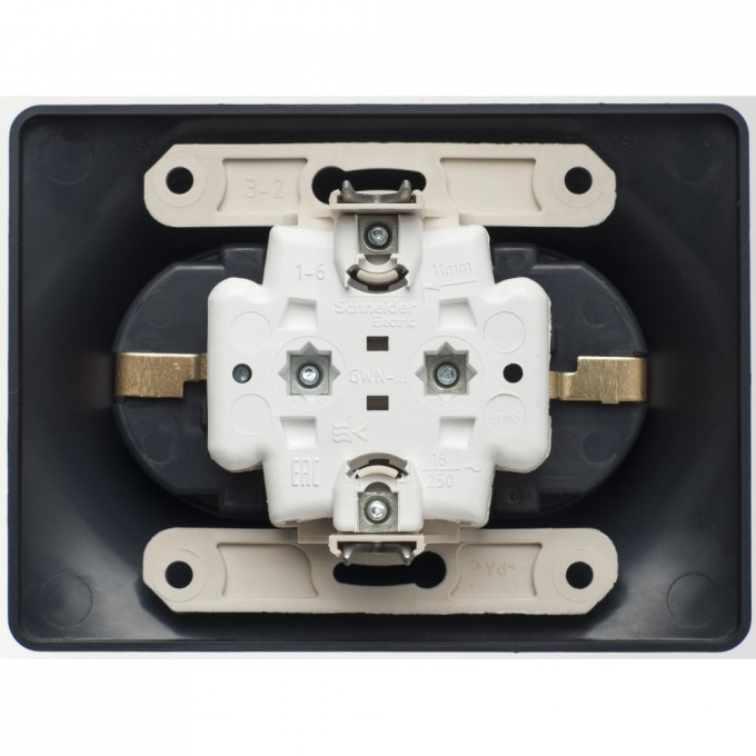 Розетка двойная SCHNEIDER ELECTRIC GLOSSA с заземлением, в сборе, шоколад GSL000824