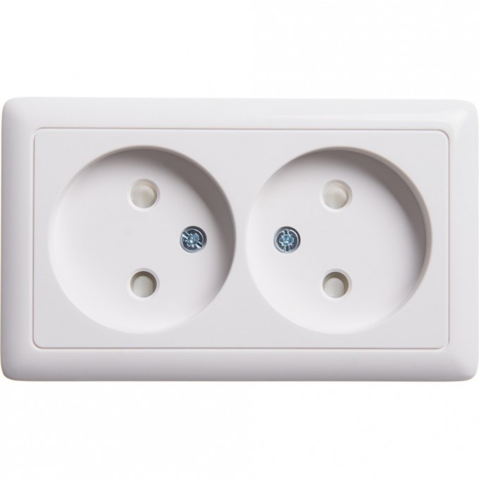 Розетка двойная SCHNEIDER ELECTRIC ХИТ О/У, без заземления со шторками, 16А, белый. Россия RA16-233-B