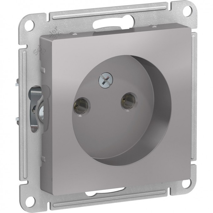 Розетка SCHNEIDER ELECTRIC ATLASDESIGN без заземления, без шторок, механизм, алюминий ATN000341