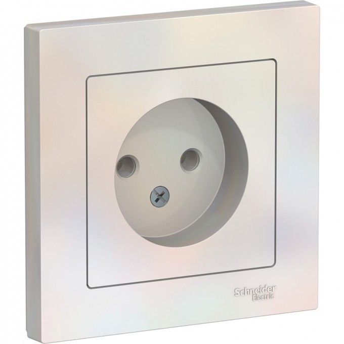Розетка SCHNEIDER ELECTRIC ATLASDESIGN без заземления, в сборе, жемчуг ATN000440