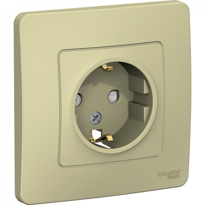 Розетка SCHNEIDER ELECTRIC BLANCA с/у, с заземлением, со шторками, 16А, 250В, бежевый BLNRS001117