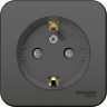 Розетка SCHNEIDER ELECTRIC BLANCA с заземлением, со шторками, (компакт), с изолирующей пластиной, 16А, 250В, антрацит BLNRA111116