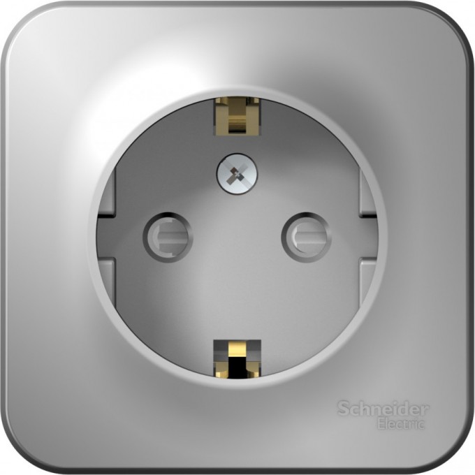 Розетка SCHNEIDER ELECTRIC BLANCA с заземлением, со шторками, с изолирующей пластиной, 16А, 250В, алюминий BLNRA011113