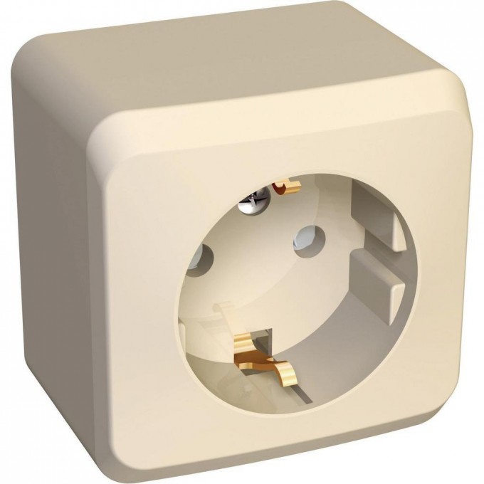 Розетка SCHNEIDER ELECTRIC ЭТЮД с заземлением со шторками 16А 250B, кремовый, Россия PA16-004K