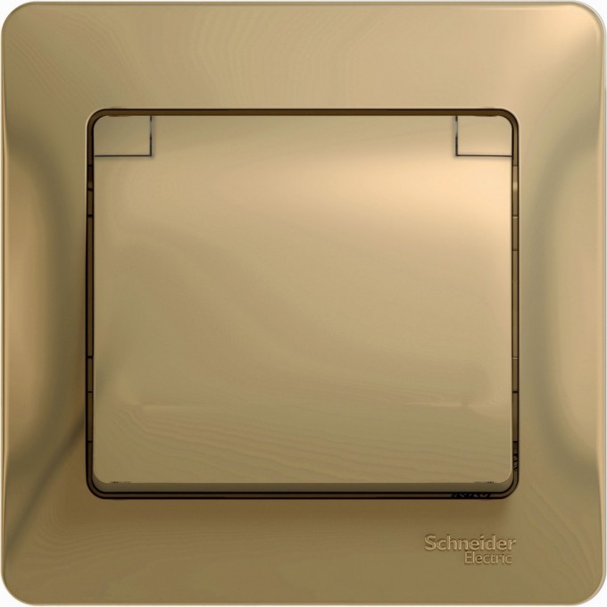 Розетка SCHNEIDER ELECTRIC GLOSSA с заземлением, со шторкой, с крышкой, в сборе, титан GSL000446