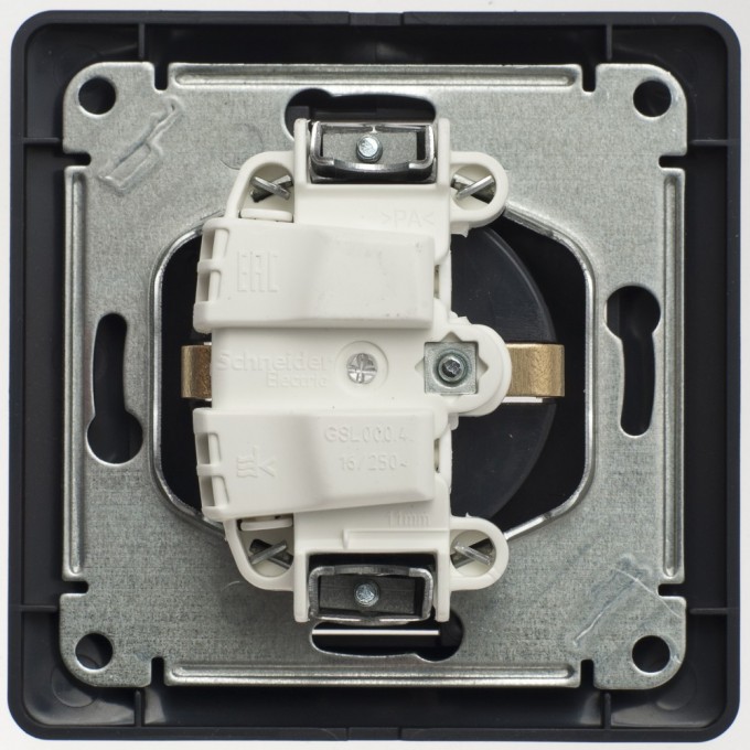 Розетка SCHNEIDER ELECTRIC GLOSSA с заземлением, со шторкой, в сборе, шоколад GSL000844