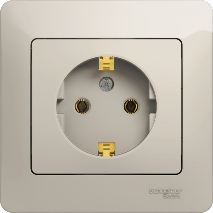 Розетка SCHNEIDER ELECTRIC GLOSSA с заземлением, в сборе, молочный GSL000942