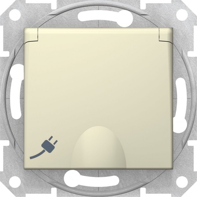 Розетка SCHNEIDER ELECTRIC SEDNA с зазем. конт., с защит. шторками, с крышкой, бежевый SDN3100147