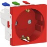 Розетка SCHNEIDER ELECTRIC UNICA MODULAR с заземлениям, со шторками, с быстрозажимными клеммами, 16А 250В, 2 модуля, красный NU305703