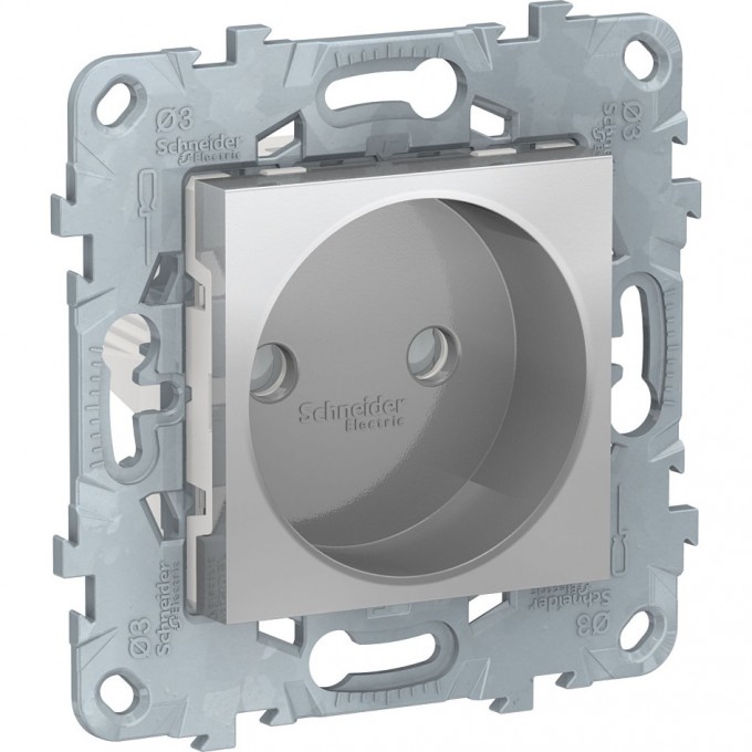 Розетка SCHNEIDER ELECTRIC UNICA NEW без заземления, со шторками, с винтовыми зажимами, 16 А, 250 В, алюминий NU503330