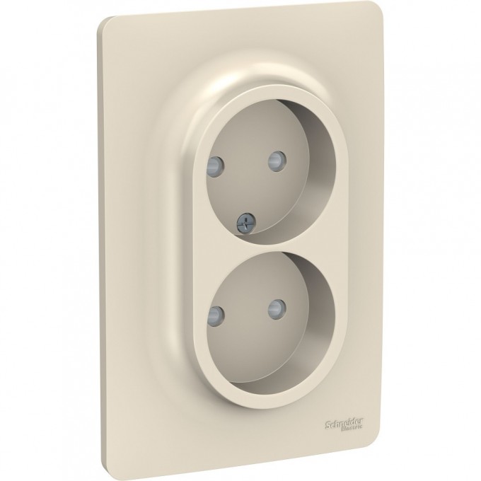 Розетка SCHNEIDER ELECTRIC UNICA NEW двойная, без заземления, со шторками, с винтовыми зажимами, бежевый NU206344