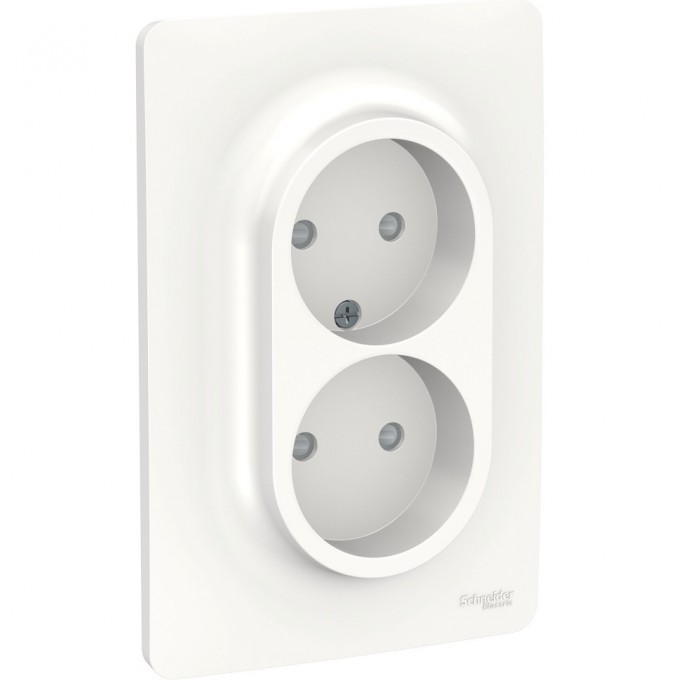 Розетка SCHNEIDER ELECTRIC UNICA NEW двойная, без заземления, со шторками, с винтовыми зажимами, белый NU206318