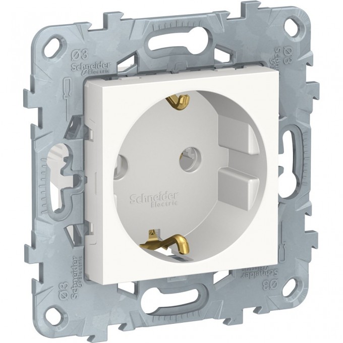 Розетка SCHNEIDER ELECTRIC UNICA NEW с заземлением, без шторок, с винтовыми зажимами, 16 А, 250 В, белый NU503618