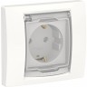 Розетка SCHNEIDER ELECTRIC UNICA NEW с заземлением, со шторками, с крышкой, IP44, белый NU003718
