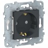 Розетка SCHNEIDER ELECTRIC UNICA NEW с заземлением, со шторками, с винтовыми зажимами, 16 А, 250 В, антрацит NU503754
