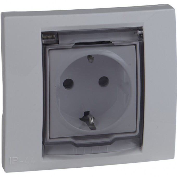 Розетка SCHNEIDER ELECTRIC UNICA со шторками, с крышкой, IP44, белый MGU61.037.18