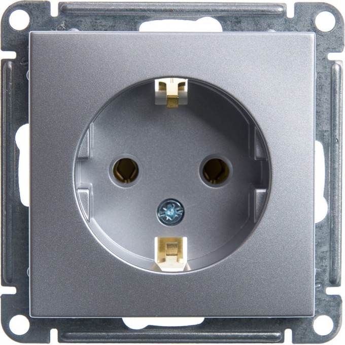 Розетка SCHNEIDER ELECTRIC W59 с заземлением без шторок, 16А, механизм, матовый хром RS16-154-5-86