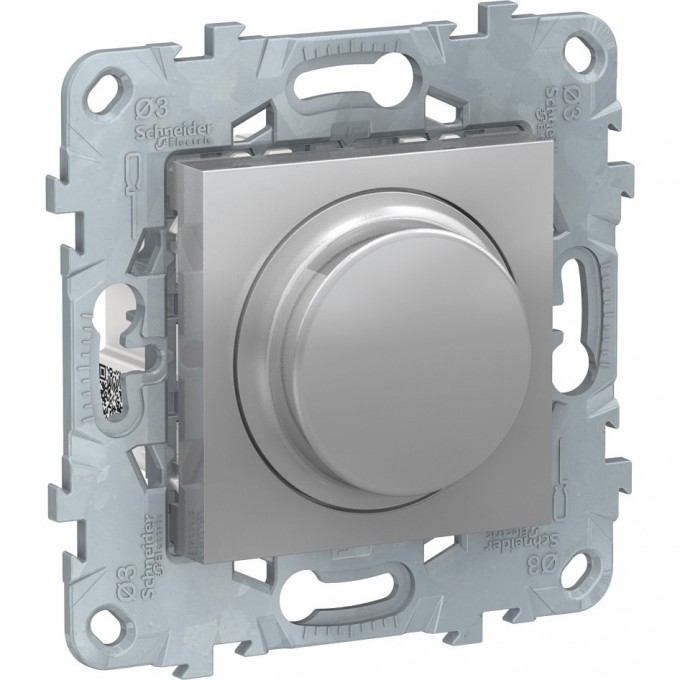 Светорегулятор (диммер) SCHNEIDER ELECTRIC UNICA NEW поворотно-нажимной, универсальный 5-200Вт, алюминий NU551430