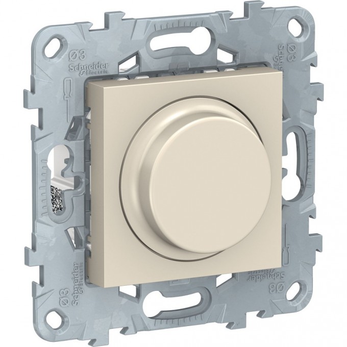 Светорегулятор (диммер) SCHNEIDER ELECTRIC UNICA NEW поворотно-нажимной, универсальный 5-200Вт, бежевый NU551444