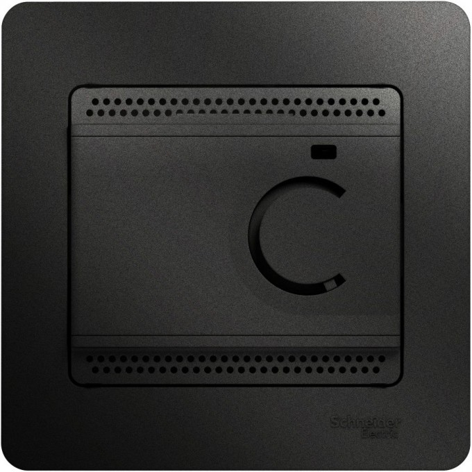 Термостат электрический SCHNEIDER ELECTRIC GLOSSA теплого пола с датчиком,от+5до+50°C,10A,в сборе, АНТРАЦИТ GSL000738
