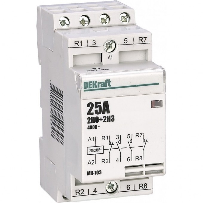 Модульный контактор DEKRAFT 2НО+2НЗ 25А 230В МК-103 18069DEK