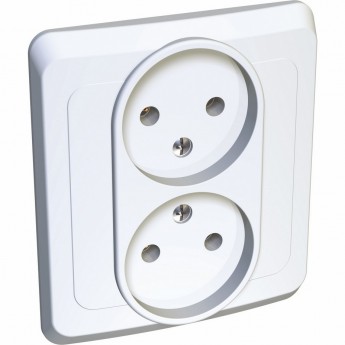 Розетка двойная SCHNEIDER ELECTRIC ЭТЮД С/У без заземления без шторок 16А 250B, белый, Россия