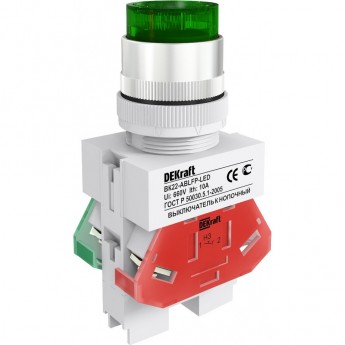 Выключатель кнопочный с фиксацией SCHNEIDER ELECTRIC DEKRAFT ABFP ?22 мм зел. LED 220В ВK-22