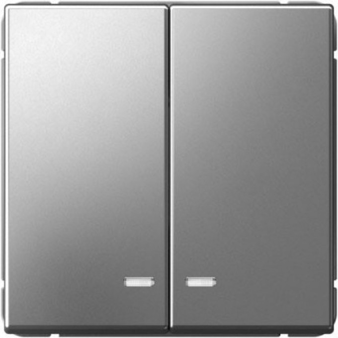 Выключатель 2-клавишный SCHNEIDER ELECTRIC ARTGALLERY (сх. 5а) 10AX с подсветкой механизм, сталь GAL000953